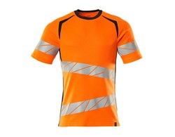 T-Shirt, moderne Passform hi-vis orange/schwarzblau